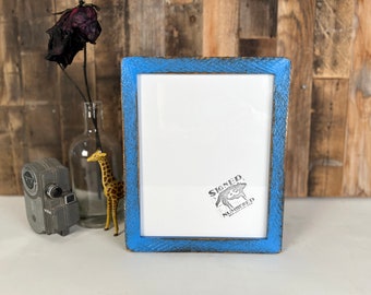 SHIPS TODAY - 8x10 Picture Frame - 1x1 Roughsawn Reclaimed Style with Super Vintage Cobalt Finish - In Stock 8x10 Photo Frame Upcycled Wood