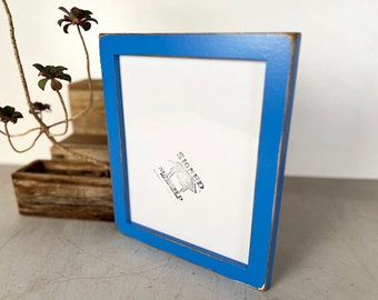 SHIPS TODAY - 8x10 Picture Frame in 1x1 Flat Style with Vintage Cobalt Blue Finish - In Stock - Modern Frame 8 x 10 Baby Boy Gift