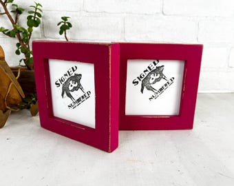 4x4 Photo Frame - SHIPS TODAY - 1x1 Flat Style with Vintage Cerise Pink Finish - In Stock - 4 x 4 Photo Frames