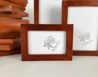 SHIPS RIGHT AWAY Choose your size 3x3, 5x7, 8.5x11, 11x14, 16x20 up to 18x24 - Solid hardwood picture frame in 1x1 Vintage Wood Tone Finish