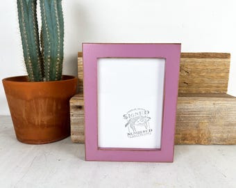 SHIPS TODAY - 5x7 Picture Frame - 1x1 Flat Style with Vintage Violet Finish - In Stock - mid century decor 5 x 7 Photo Frame Purple