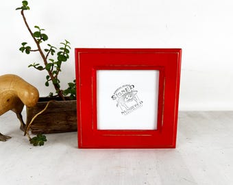 SHIPS TODAY - 5x5" Square Picture Frame in 1.5 Double Cove Style with Vintage Ruby Finish - In Stock - Handmade 5 x 5 Frame Red