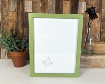 SHIPS TODAY - 11x14" Picture Frame - 1x1 Flat Style with Vintage Guacamole Finish - In Stock- Handmade 11 x 14 Solid Hardwood Green