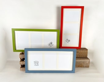 9x19 Picture Frame Mat Windows fit (3) 5x7 Photos in 1x1 Flat Style and Color of your choice - 9x19 Frame - Collage Frame 5x7