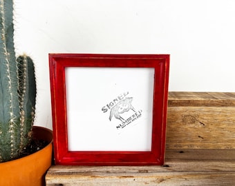 SHIPS RIGHT AWAY - 6x6 Picture Frame in Foxy Cove Style with Vintage Red Dye Finish - In Stock - 6 x 6 Photo Frames on Sale Red Decor