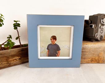 6x6" Square Frame -SHIPS RIGHT AWAY - 1.5 Standard style  with Vintage Smokey Blue Finish - In Stock - Rustic 6 x 6 Photo Frame