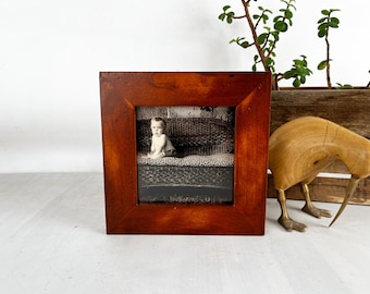 SHIPS TODAY - 5x5 Square Picture Frame - 1.5 Standard Style with Weathered Wood Tone Finish - In Stock - 5 x 5 Photo Solid Wood Frame