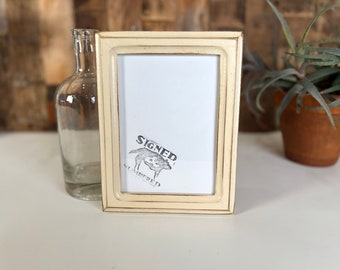 5x7" Picture Frame - SHIPS TODAY - 1x1 Double Cove Style with Vintage Ivory Finish - In Stock - Gallery Frame 5 x 7 Solid Hardwood