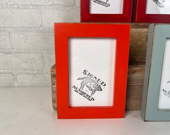 SHIPS TODAY - 4x6 Picture Frame - 1x1 Flat Style with Vintage Deep Orange Finish - In Stock - 4 x 6 Photo Frame Orange Decor