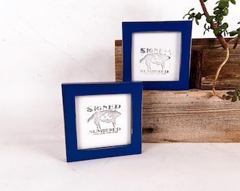 4x4 Photo Frame - SHIPS TODAY - Peewee Style with Vintage Blueblood Finish - In Stock - 4 x 4  Blue Square Photo Frames