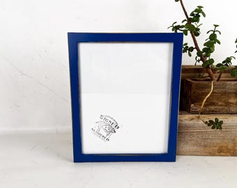 SHIPS TODAY - 8x10 Picture Frame with Vintage Blueblood Finish in Peewee Style - In Stock - 8 x 10 Photo Frame Rustic Blue