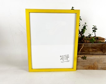 11x14" Picture Frame - SHIPS TODAY - Peewee Style with Vintage Yellow Finish - In Stock - Handmade 11 x 14 inch Solid Hardwood