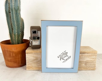 SHIPS TODAY - 6x9" Picture Frame - 1x1 Flat Style with Vintage Baby Blue Finish - In Stock - 6 x 9 inch Picture Frames