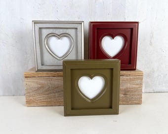 Heart Shape Opening Picture Frame with Outside Cove Build up - Photo Frame in Size and Vintage Color of Your Choice: 3x3, 4x4, 5x5
