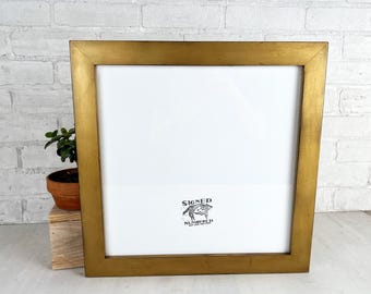 SHIPS TODAY - 14x14" Square Picture Frame - 1.5 Standard Style with Burnished Bright Gold Finish - In Stock 14 x 14" Frame Modern Style