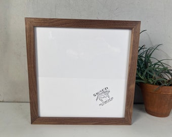 SHIPS TODAY - 12x12" Square Picture Frame in 1x1 Flat Style with Solid Natural Walnut Finish - In Stock - 12 x 12 Photo Frame