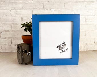 8x9 Picture Frame - SHIPS TODAY - 1.5 Standard Style with Vintage Cobalt Blue Finish - In Stock - 9x8 inch Frame Hardwood Housewarming Gift