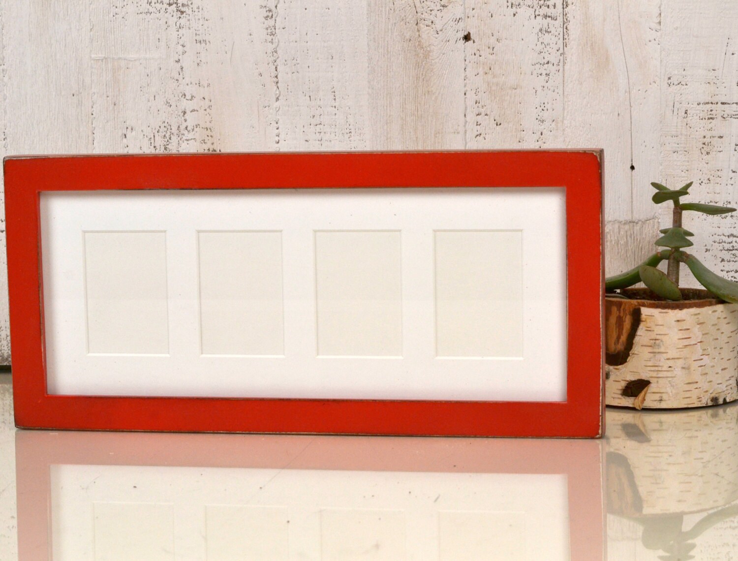 6x14 5 Picture Frame Matted For 4 2 5x3 Wallet Size Photos In 6x14 5 Picture Frame Matted For 4 2 5x3 Wallet Size Photos In 1x1 Flat Style With Vintage Red Finish Stock Same Day