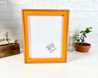 SHIPS TODAY - 8x10 Picture Frame in Deep Flat Plus Style with Solid Orange and Natural Alder Finish - 8x10 Photo Frame - In Stock