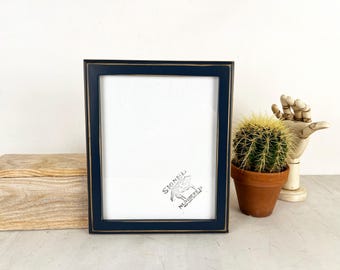 SHIPS TODAY - 8x10" Picture Frame - 1x1 Outside Cove Style with Vintage Navy Blue Finish 8 x 10 Frame - In Stock - 8x10 Gift Frame Blue