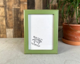 SHIPS TODAY - 5.8x8.2 inch A5 Size Picture Frame - 1x1 Outside Cove Style with Vintage Guacamole Green Finish - In Stock - 148 x 210 mm