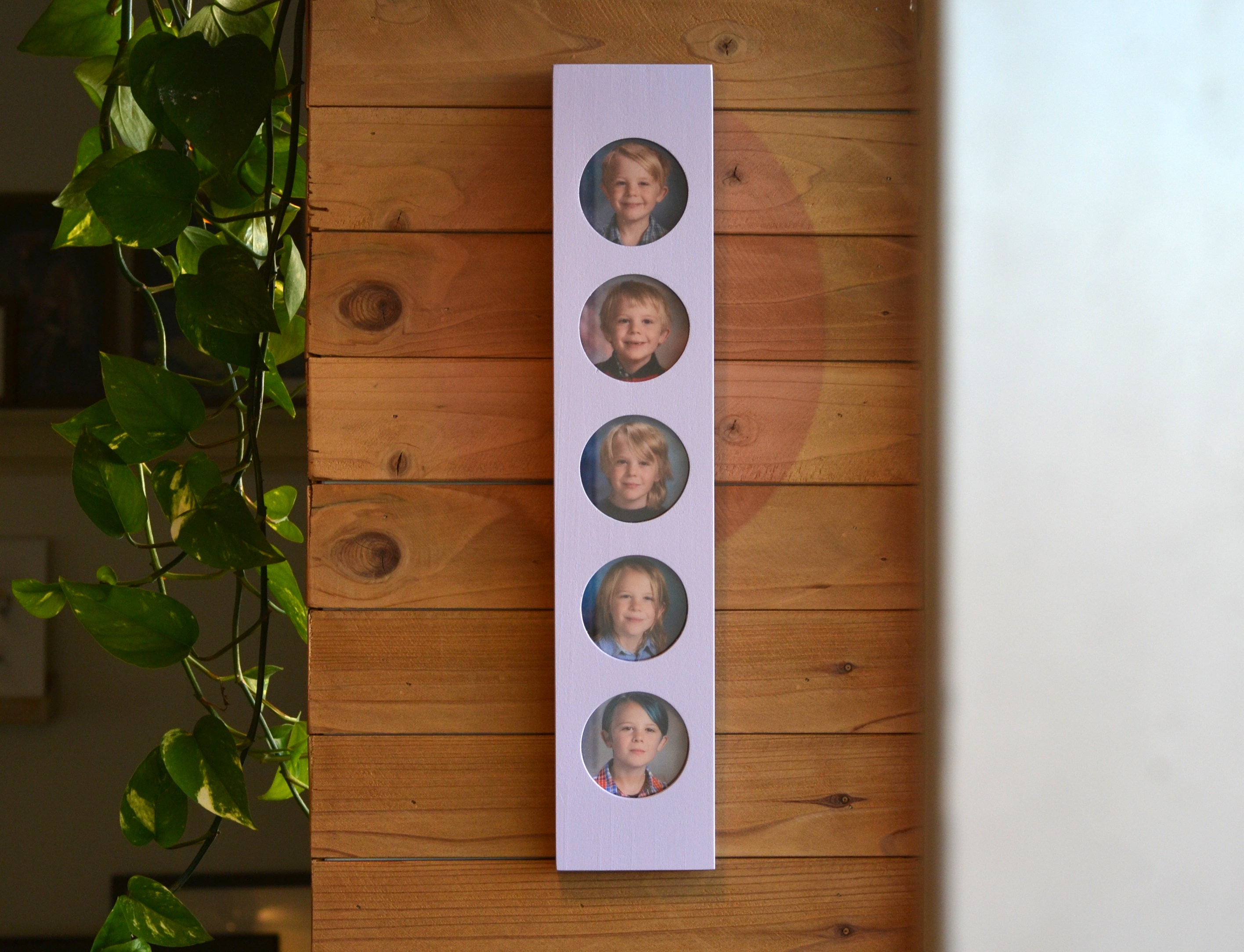 Stacked Circle Window Picture Frame For 5 2 5 X 3 5 Wallet Size Or 3x3 Photos With Solid Lilac Finish In Stock Same Day Shipping