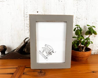 SHIPS TODAY - 5x7 Picture Frame - 1x1 Flat Style with Vintage Grey Finish - In Stock - mid century decor 5 x 7 Photo Frame Gray
