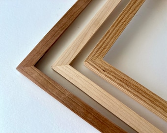 Natural Cherry, Oak or Maple Picture Frame in Peewee style- Choose Size: 2x2 up to 13x19 inches solid hardwood, mid century, modern, minimal