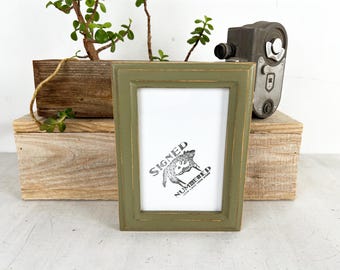 SHIPS TODAY - 4x6 Picture Frame - 1x1 Double Cove Style with Vintage Old Green Finish - In Stock - 4 x 6 Photo Frame Green