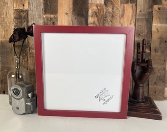 SHIPS TODAY - 12x12" Square Picture Frame in 1x1 Flat Style with Vintage Wine Finish - In Stock - 12 x 12 Red Photo Frame