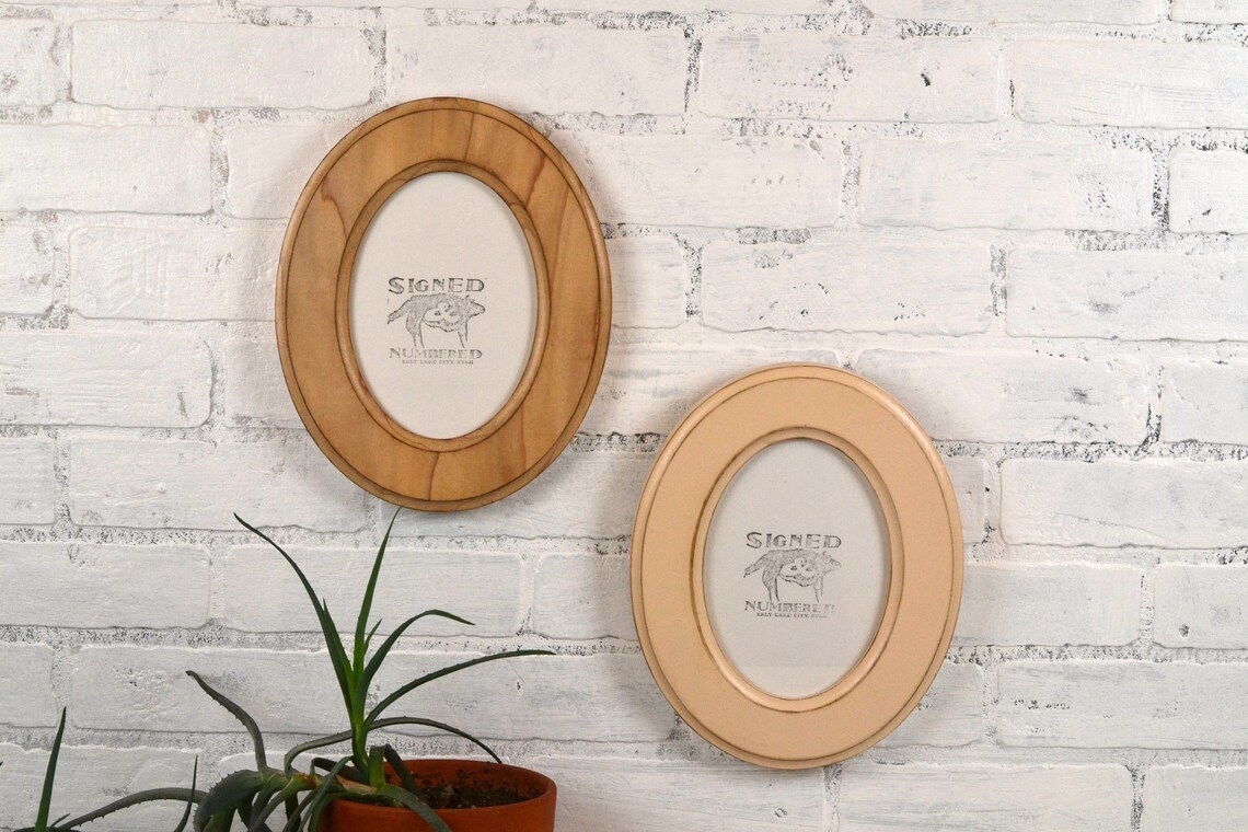 5x7 Oval Opening Picture Frame Oval Shaped Outside in Finish Etsy