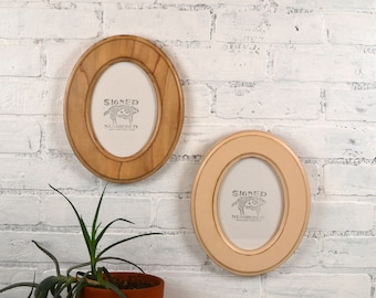 5x7 Oval Opening Picture Frame Oval Shaped Outside in Finish COLOR of YOUR CHOICE - Solid Poplar Wood 5 x 7 Photo Frames Round Ellipse