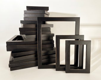 SHIPS RIGHT AWAY Choose your size 3x3, 4x6, 5x7, 8.5x11, 11x14, 16x20 up to 18x24 - Solid hardwood picture frame in 1x1 Vintage Black style.