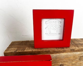 SHIPS TODAY - 3x3" Square Picture Frame - 1x1 Flat Style in Vintage Ruby Red Finish - In Stock - 3x3 Photo Frame