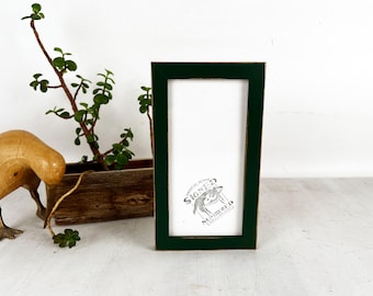 SHIPS TODAY - 4x8 Picture Frame - Peewee Style with Vintage Forest Green Finish - In Stock - Panoramic Frames 4 x8 inches Green