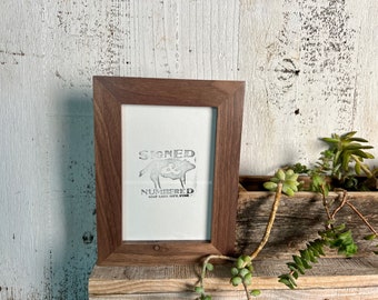 SHIPS TODAY - 4x6 Picture Frame in 1x1 Flat Style in Solid Natural Walnut - In Stock - 4 x 6 Photo Frame Brown Walnut Frame