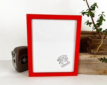 SHIPS TODAY - 8x10 Picture Frame on Poplar with Vintage Deep Orange Finish in Peewee Style - In Stock - 8 x 10 Photo Frame Rustic Orange