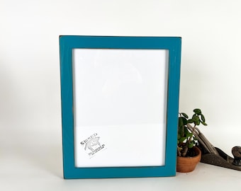 SHIPS TODAY - 11x14" Picture Frame - 1.5 Reclaimed Cedar Style with Vintage Turquoise Finish - In Stock - 11 x 14 Boho Style