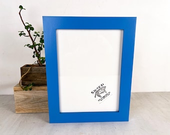 9x12 Picture Frame - SHIPS RIGHT AWAY - 1.5 Standard Style with Solid Cobalt Blue Finish - In Stock - Handmade Frame 9 x 12 inch size