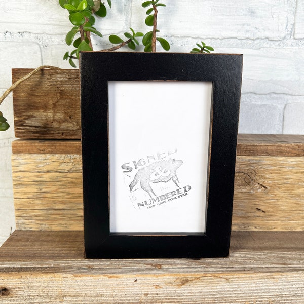 4x6 Picture Frame in 1x1 Flat Style with Vintage Black Finish - IN STOCK - Same Day Shipping - 4 x 6 Photo Frame Black