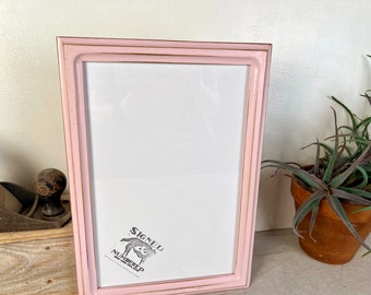 SHIPS TODAY - 8x12 Picture Frame - 1x1 Double Cove Style with Vintage Baby Pink Finish - In Stock - Handmade Classic 8 x 12 Wooden Frame