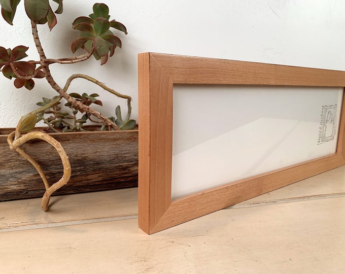 5x15" Picture Frame SHIPS TODAY - 1x1 Flat Style on Alder with Burnished Natural Finish - In Stock - 15 x 5 Panoramic Photo Frame