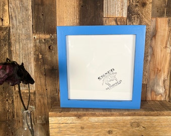 SHIPS TODAY - 8x8" Picture Frame - 1x1 Flat Style with Vintage Cobalt Blue Finish on Poplar Wood - In Stock - 8 x 8 Square Frame