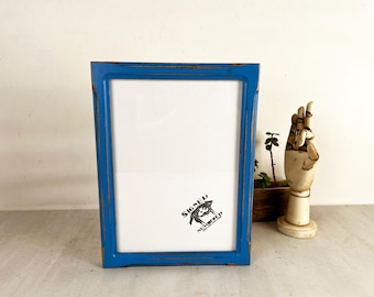 SHIPS TODAY - A4 Size Picture Frame - 1x1 Shallow Bones with Vintage Cobalt Finish - In Stock Frame 210 x 297 mm 8.3 x 11.7" Blue