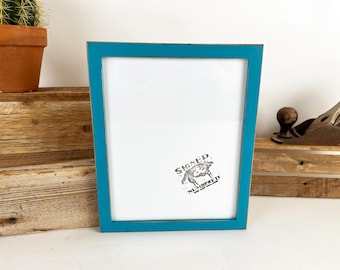 SHIPS TODAY - 8x10 Picture Frame with Vintage Turquoise Finish in Peewee Style - In Stock - 8 x 10 Photo Frame Rustic Blue