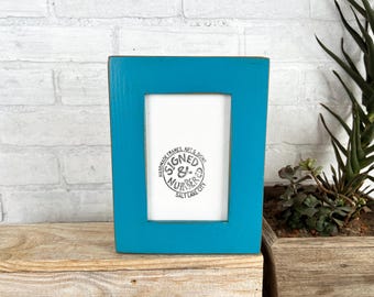 SHIPS TODAY - 4x6 Picture Frame 1.5" Reclaimed Cedar Wood with Super Vintage Turquoise Finish - In Stock - 4 x 6 Rustic Frame