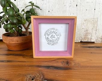 SHIPS TODAY - 4x4 Photo Frame - Foxy Minus Alder Style with Violet Wash Finish - In Stock - 4 x 4 Photo Frames Purple Decor Handmade