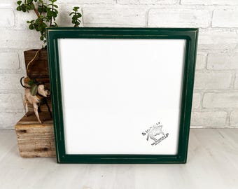 SHIPS TODAY - 12x12" Square Picture Frame in 1x1 Double Cove Style with Vintage Peacock Green Finish - In Stock - 12 x 12 Photo Frame