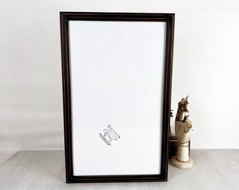 12x20" Picture Frame in 1x1 Double Cove Style with Vintage Dark Wood Tone Finish - IN STOCK - Same Day Shipping - 12 x 20" Frame Rustic