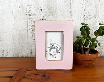 SHIPS TODAY - 3x5 Picture Frame built from Reclaimed Cedar Wood with Vintage Baby Pink Finish - In Stock - SALE 3 x 5 Photo Frame